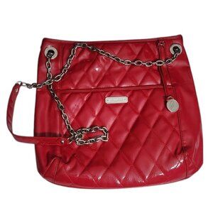 Grace Adele Red Quilted Shoulder Bag w/ Chain Strap